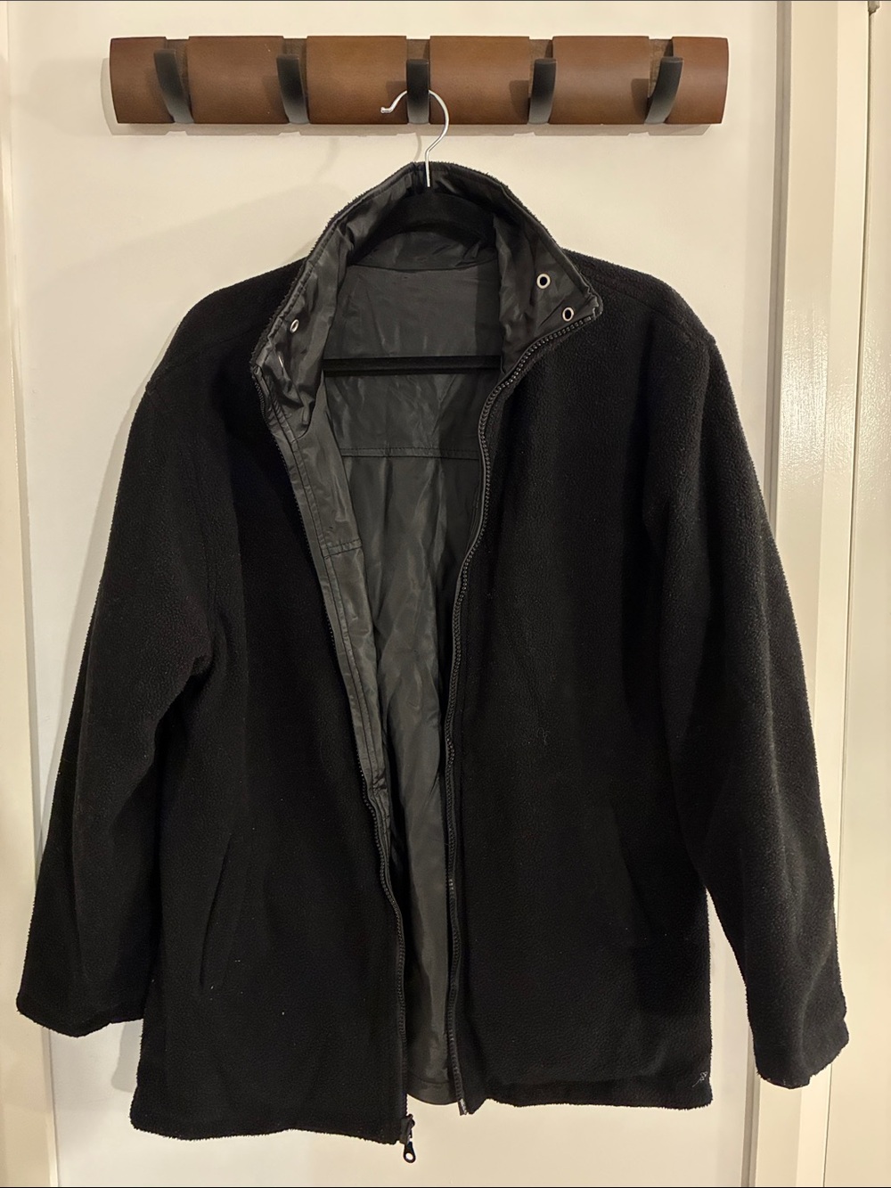 Men's Black Fleece Jacket - Lightweight Layering Coat